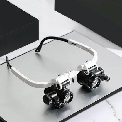 LED-Glasögonförstoringsglas 8x/15x/23x | Med LED-lampor och utbytbara linser