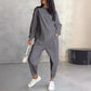 Damset med Långärmad Sweatshirt & Byxor – Oregelbunden Nederkant, Löstsittande