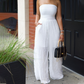 Strapeless skrynklig jumpsuit med vida ben