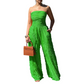 Strapeless skrynklig jumpsuit med vida ben