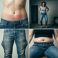Retro-jeans för damer med raka ben och kort längd