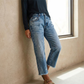 Retro-jeans för damer med raka ben och kort längd