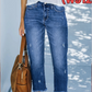 Retro-jeans för damer med raka ben och kort längd