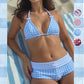 👙 50% RABATT | 2-delad bikinibaddräkt med rut- och randtryck • Justerbara band • Höftkorta trosor • Sommarstrandstil 🌊