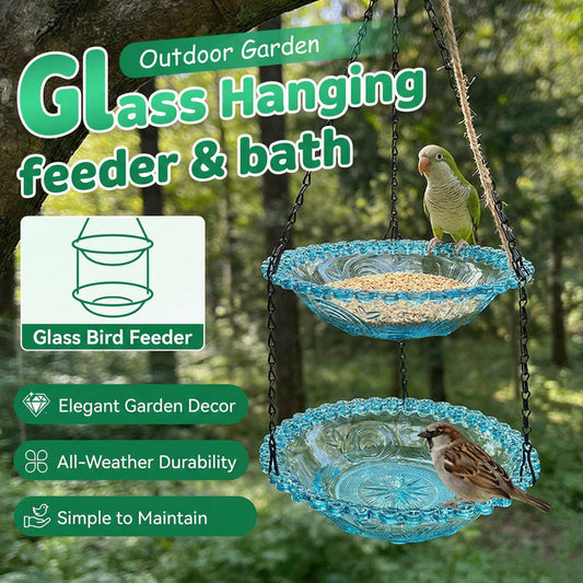 🦜Vintage-stil Hängande Fågelföda & Bad – Allt-i-ett för Fåglarna i Din Trädgård
