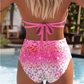 Bikinisett med hög midja och leopardmönster i gradient