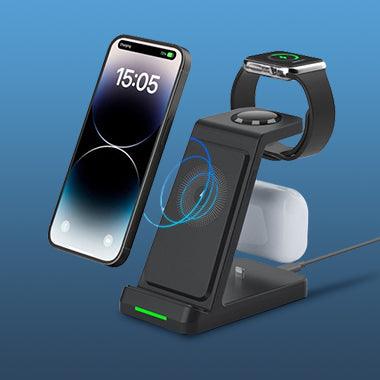 Premium 3-i-1 Trådlös Laddstation – För iPhone, Apple Watch och AirPods